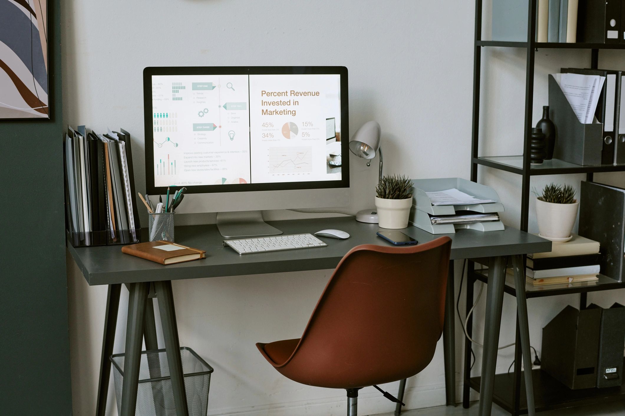 Analytics dashboard on a modern workspace display